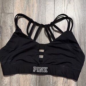 PINK Victoria's Secret Black Multi-Strap Sports Bra
